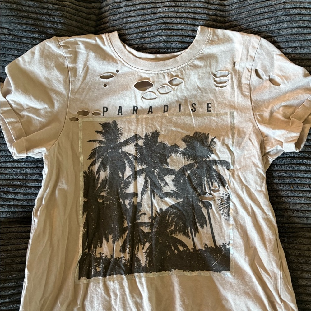 Paradise Graphic Crop Top - Cream